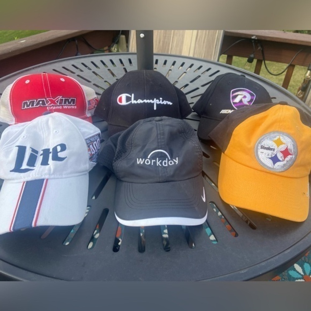 Lot of 6 Ball Caps Brickyard, Steelers, Nike Champion & More